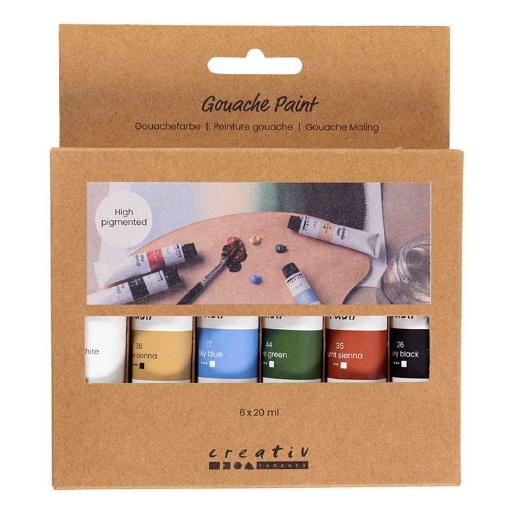 Creativ company gouacheverf natuurlijke kleuren - 6x20ml.