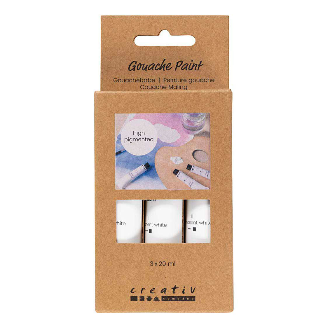 Pintura gouache Creativ Company, blanca, 3x20 ml 1 caja
