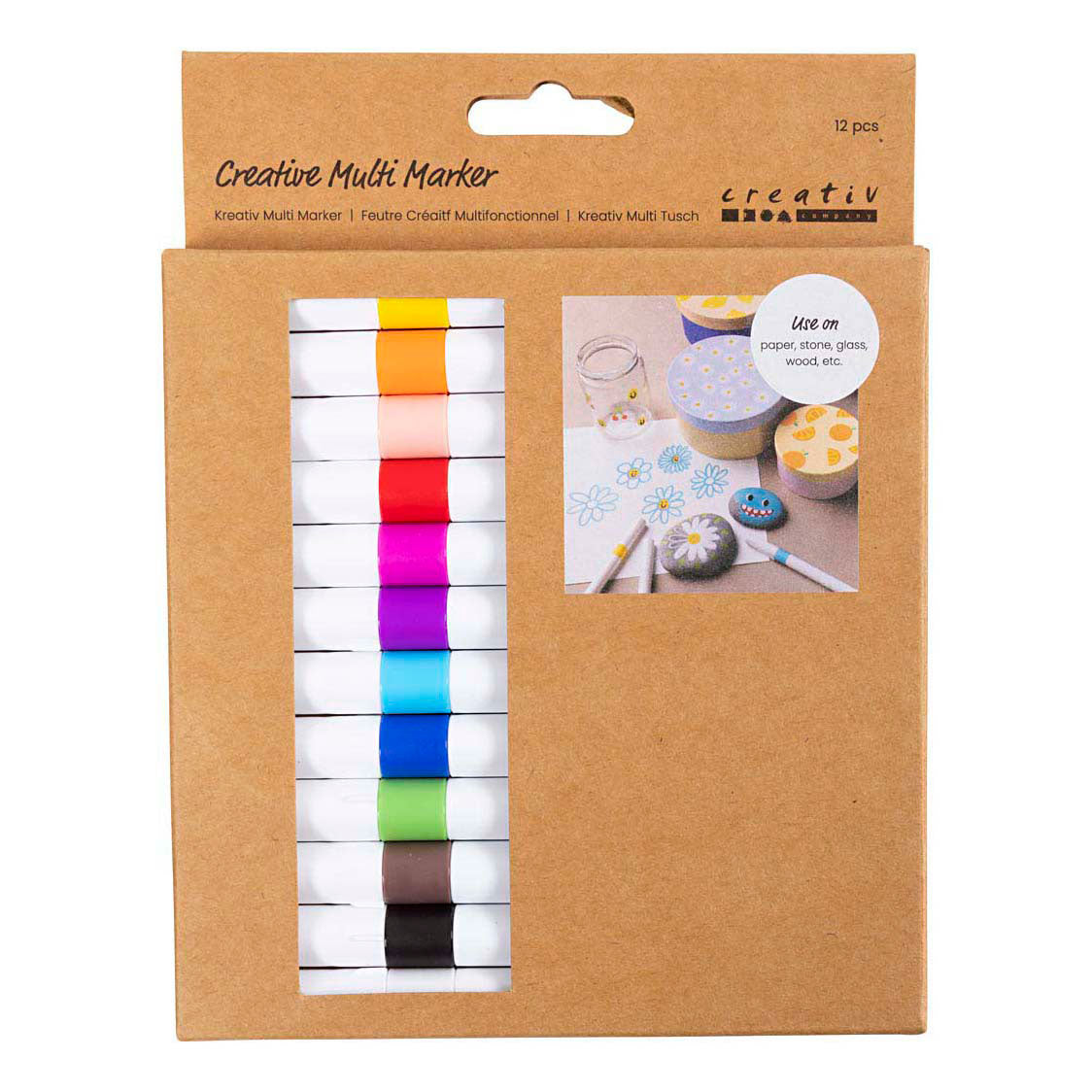 Creativ Company Creative Multi Marker, larghezza tratto 4 mm, vari colori, 12 pezzi 1 scatola