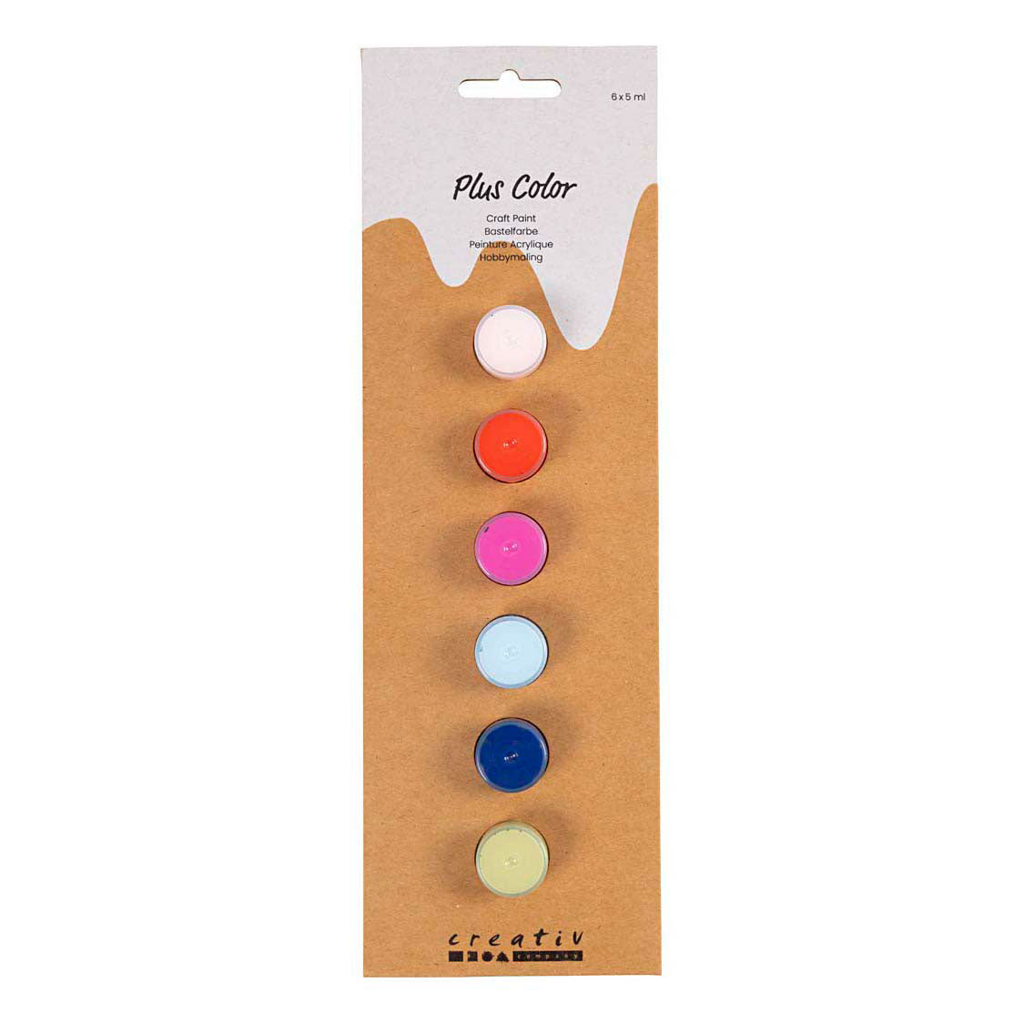 Creativ company plus color Vernice acrilica, colori forti, 6x5 ml 1 scatola