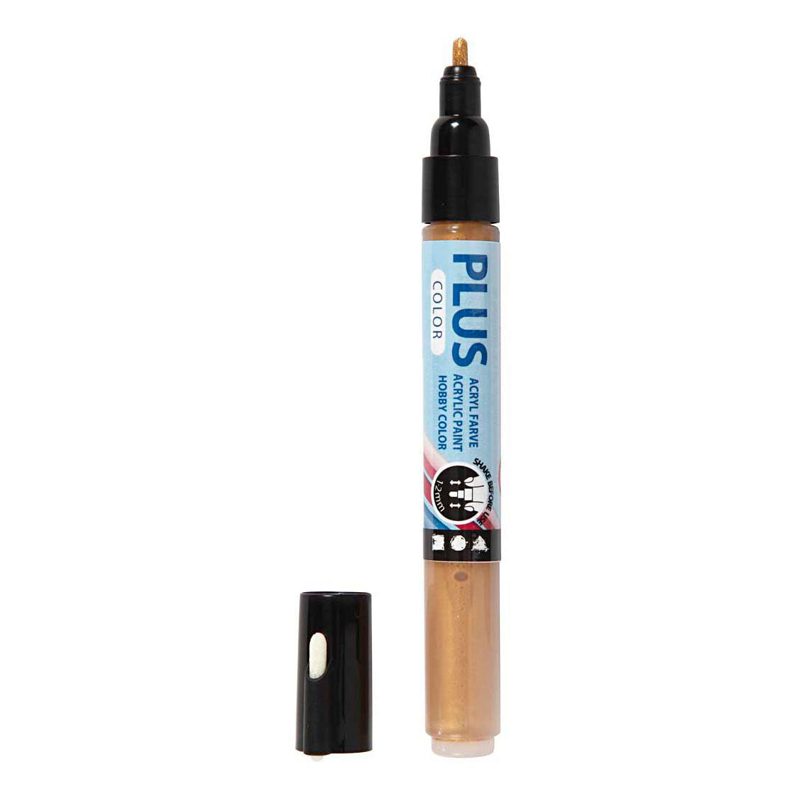 Rotulador Plus color, l: 14,5 cm, ancho de trazo 1-2 mm, dorado, 5,5 ml, 1 unidad
