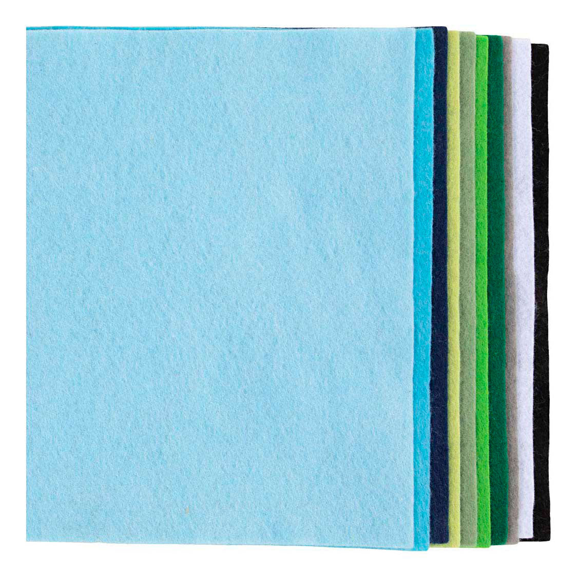 Creativ company hobby fieltro, a4, hoja 210x297 mm, espesor 2 mm, armonía azul verde, 10 piezas 1 caja