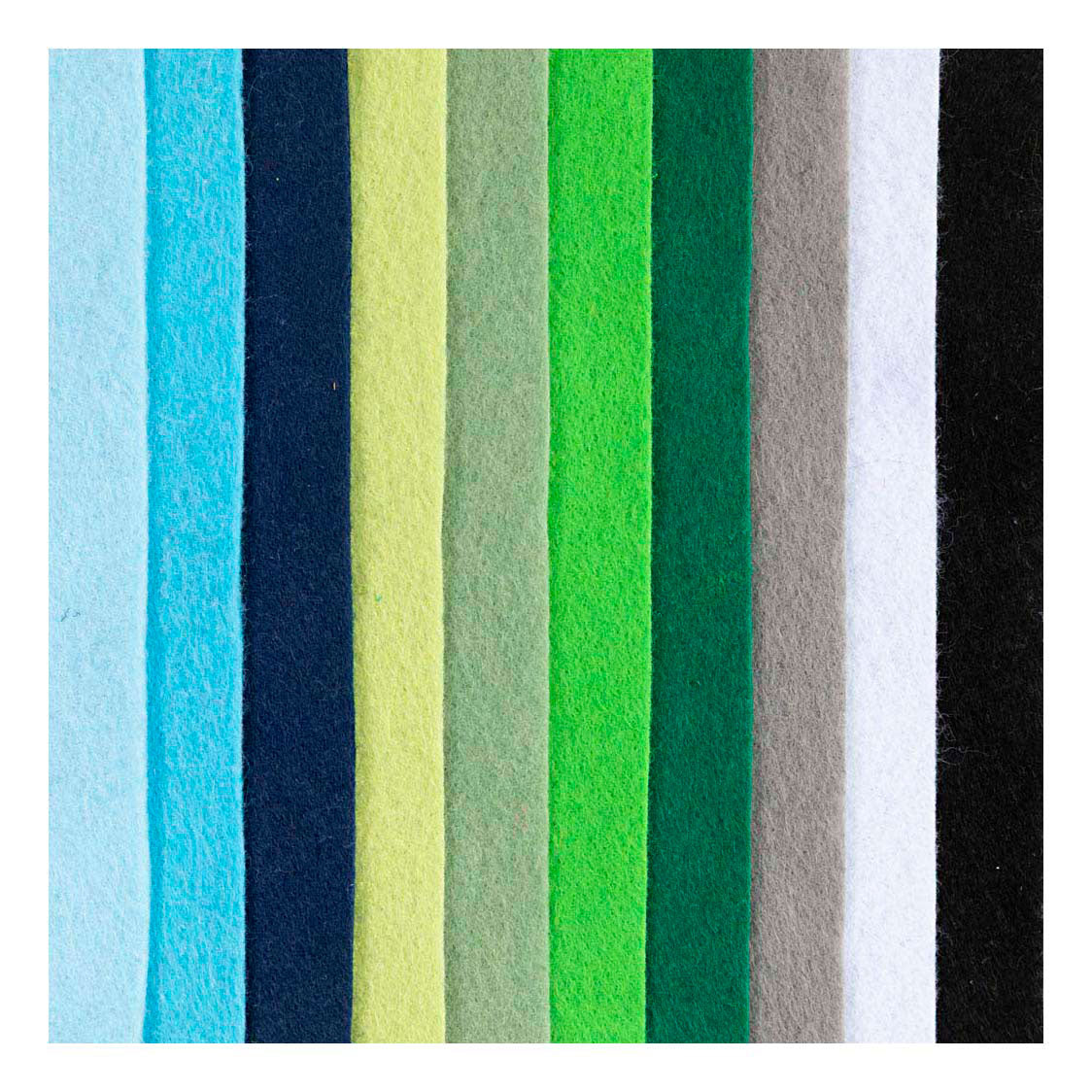 Feltro hobby Creative Company, a4, foglio 210x297 mm, spessore 2 mm, armonia verde blu, 10 pezzi 1 scatola
