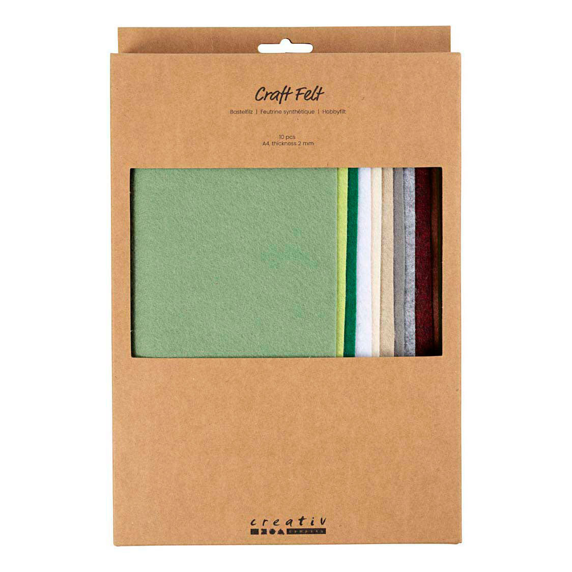 Feltro hobby Creative Company, A4, foglio 210x297 mm, spessore 2 mm, naturale, 10 pezzi 1 scatola