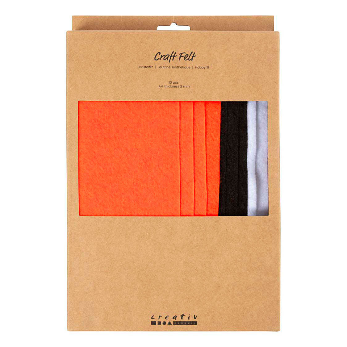 Feltro hobby Creative Company, a4, foglio 210x297 mm, spessore 2 mm, colori halloween, 10 pezzi 1 scatola