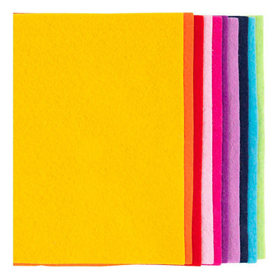 Creativ company hobby fieltro, a4, hoja 210x297 mm, grosor 2 mm, colorido, 10 piezas 1 caja