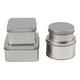 Barattolo Creative Company, cerchio e quadrato, h: 3-4,5 cm, d 6,5+7,5 cm, dimensioni 7x7+8,5x8,5 cm, metallo grigio, 4 pezzi 1 scatola
