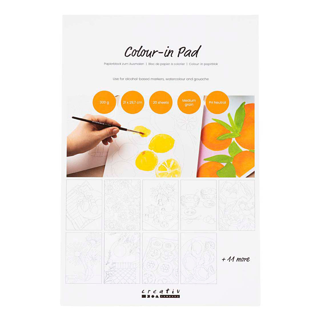 Carta color block Creativ Company, A4, foglio 210x297 mm, pressata a freddo, grana media, 300 gr, bianco, 20 fogli 1 pezzo