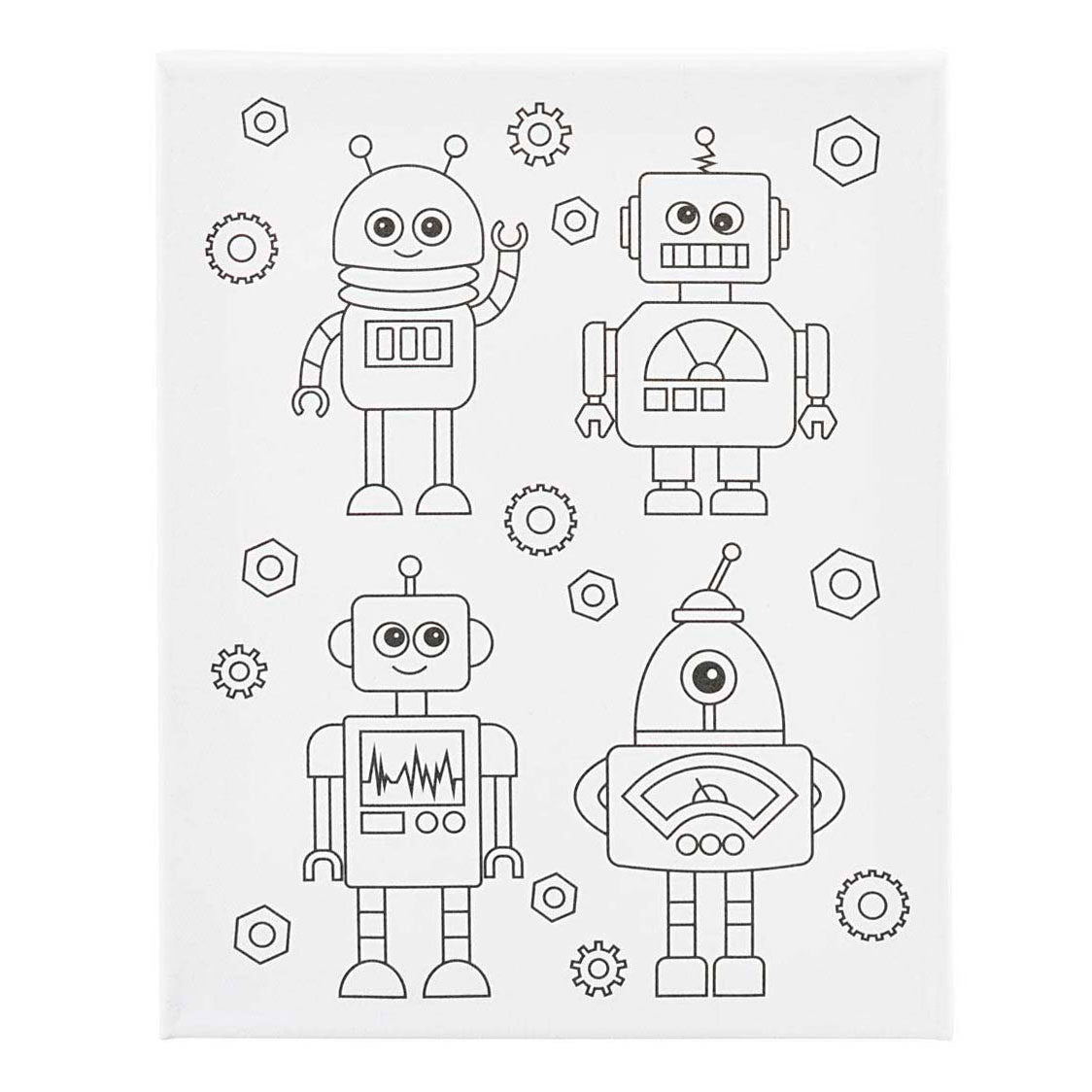 Creativ company lienzo para pintar con estampado, robots, d: 1,6 cm, medidas 24x30 cm, 360 gr, 1 pieza