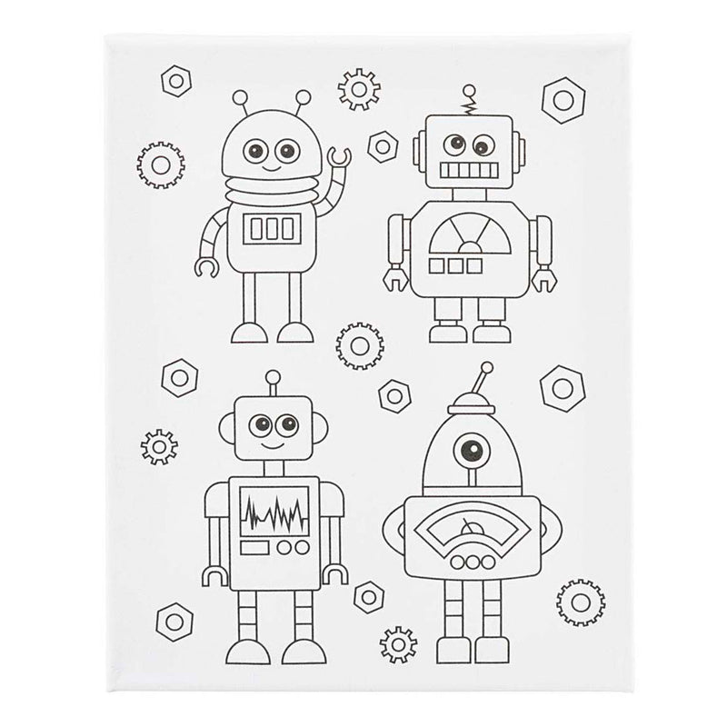 Tela da pittura Creative Company con stampa, robot, d: 1,6 cm, misura 24x30 cm, 360 g, 1 pezzo