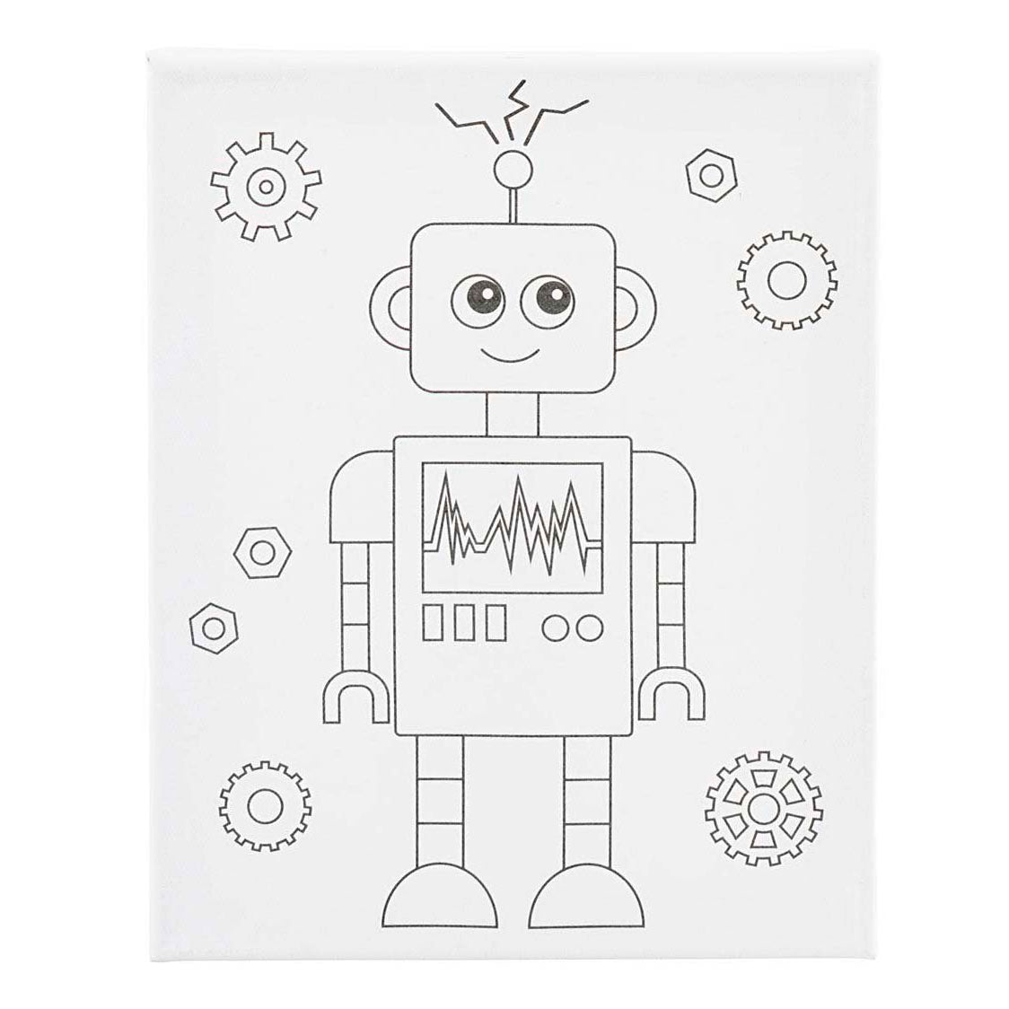 Creativ company lienzo para pintar con impresión, robot, d: 1,6 cm, medidas 24x30 cm, 360 gr, 1 unidad