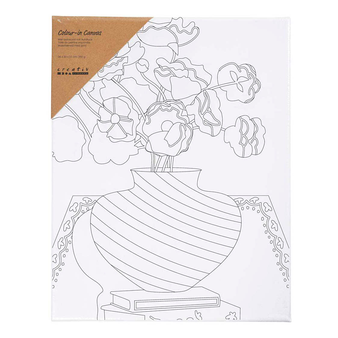 Creativ company lienzo para pintar con estampado, ramo en jarrón, d: 1,6 cm, medidas 24x30 cm, 360 gr, 1 pieza