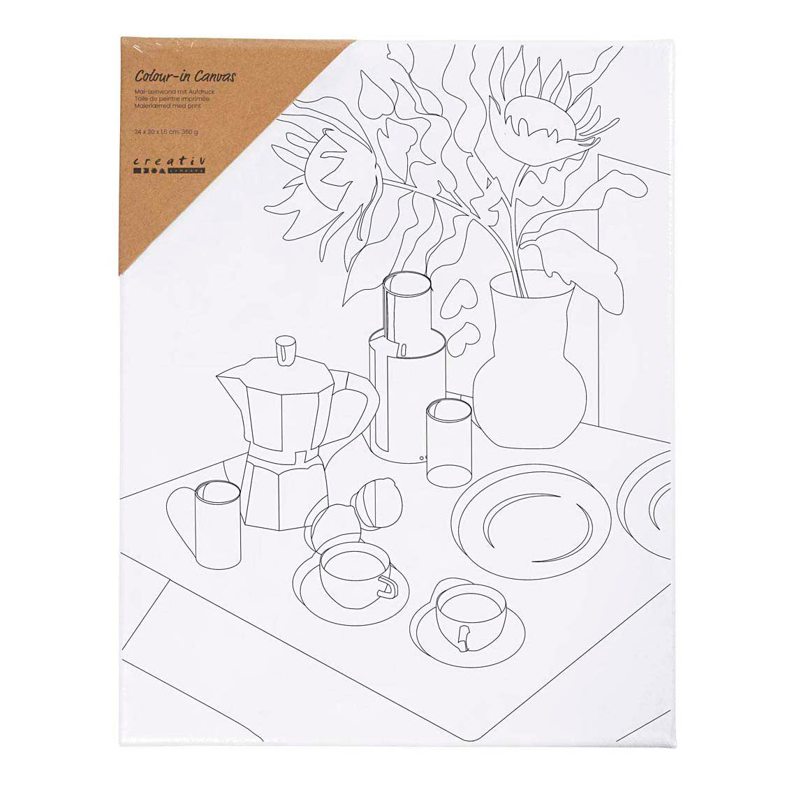 Creativ company lienzo para pintar con impresión, mesa de desayuno, d: 1,6 cm, dimensiones 24x30 cm, 360 gr, 1 unidad