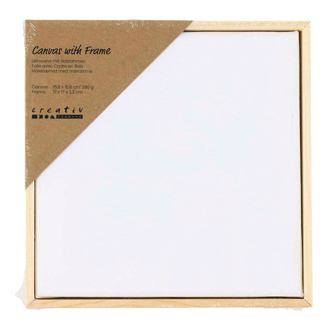 Tela con telaio Creative Company, misura 15,8x15,8 cm, 280 g, bianco, 1 pezzo