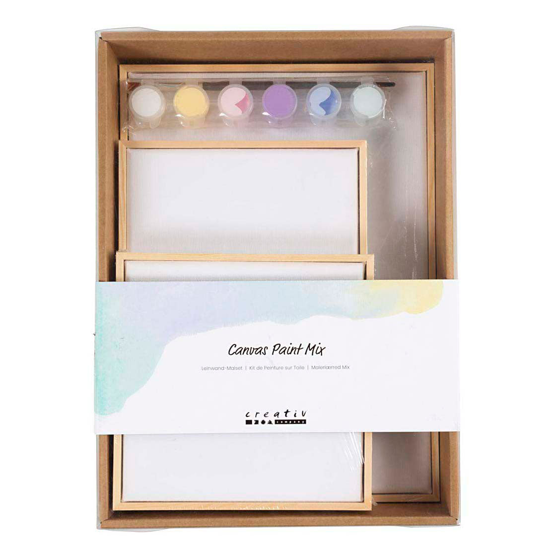 Mezcla de lienzos estirados de la empresa Creativ, colores pastel, 1 caja