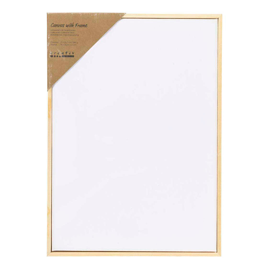 Creativ company lienzo tensado con marco, A4, tamaño 21x29,7 cm, 280 gr, blanco, 1 unidad