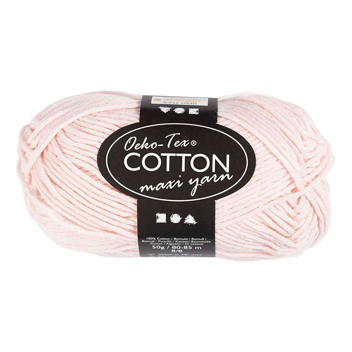 Hilo de algodón Creativ Company, talla 8 8, largo: 80-85 m, rosa polvoriento, 50 g 1 ovillo