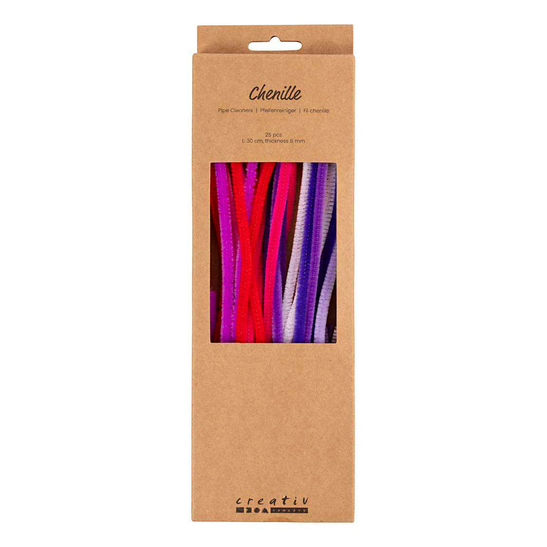 Creativ company chenilla, l: 30 cm, grosor 6 mm, armonía rosa violeta, 25 piezas 1 caja