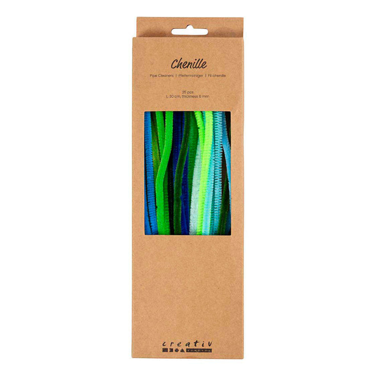 Creativ company chenille 6mm x 30cm groen en turquoise harmonie - 25st.