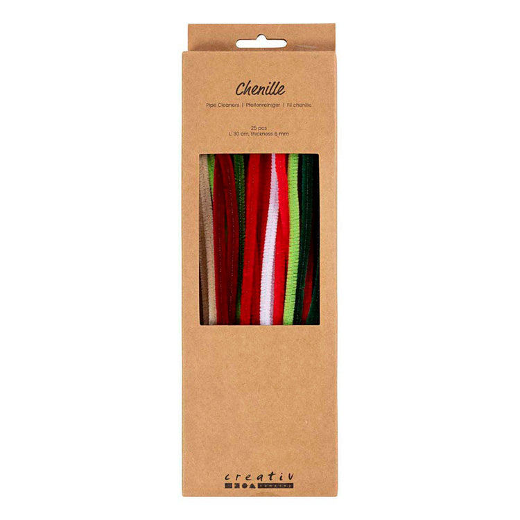 Creativ company chenille 6mm x 30cm kerst kleuren- 25st.