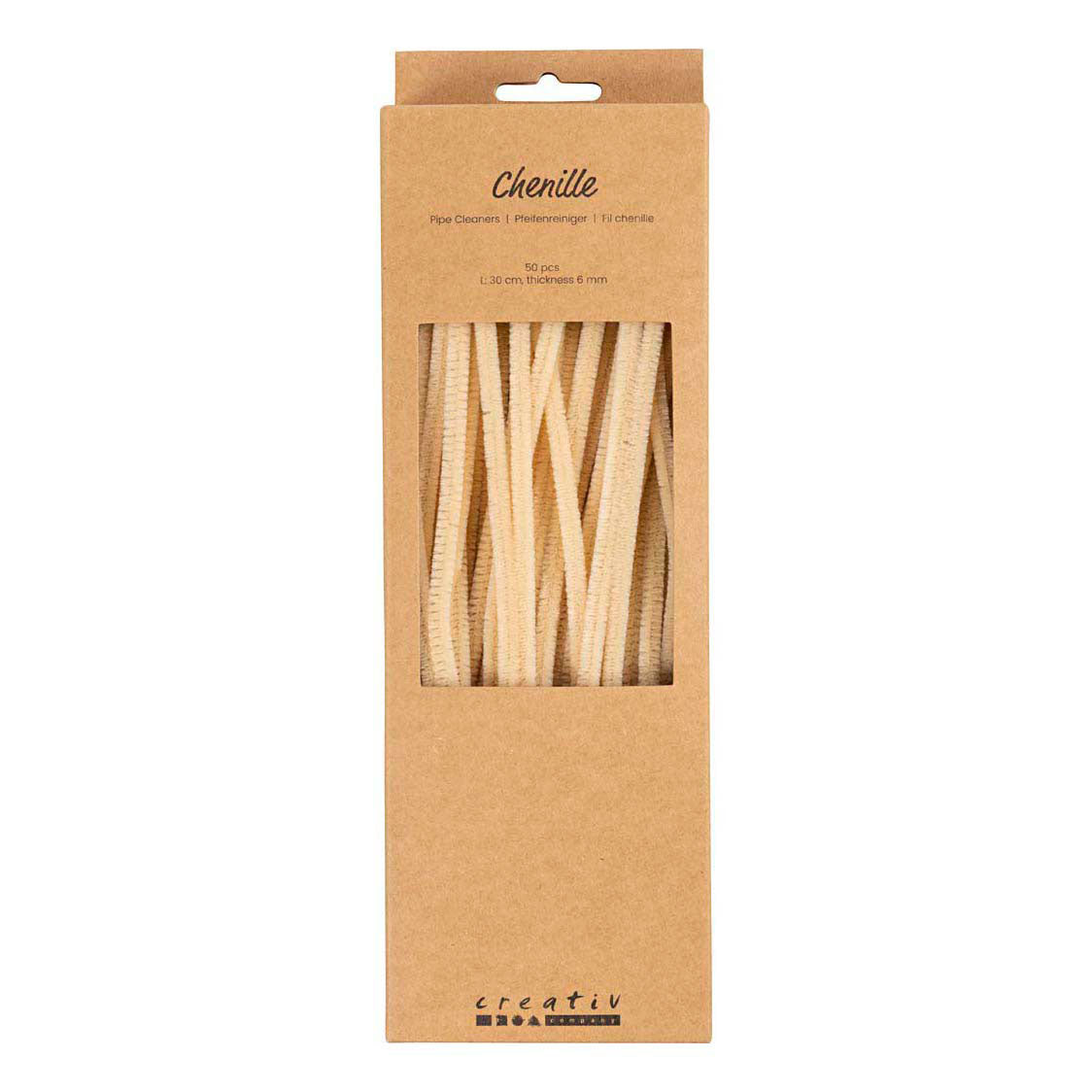 Creativ company chenilla, l: 30 cm, grosor 6 mm, beige, 50 piezas 1 caja