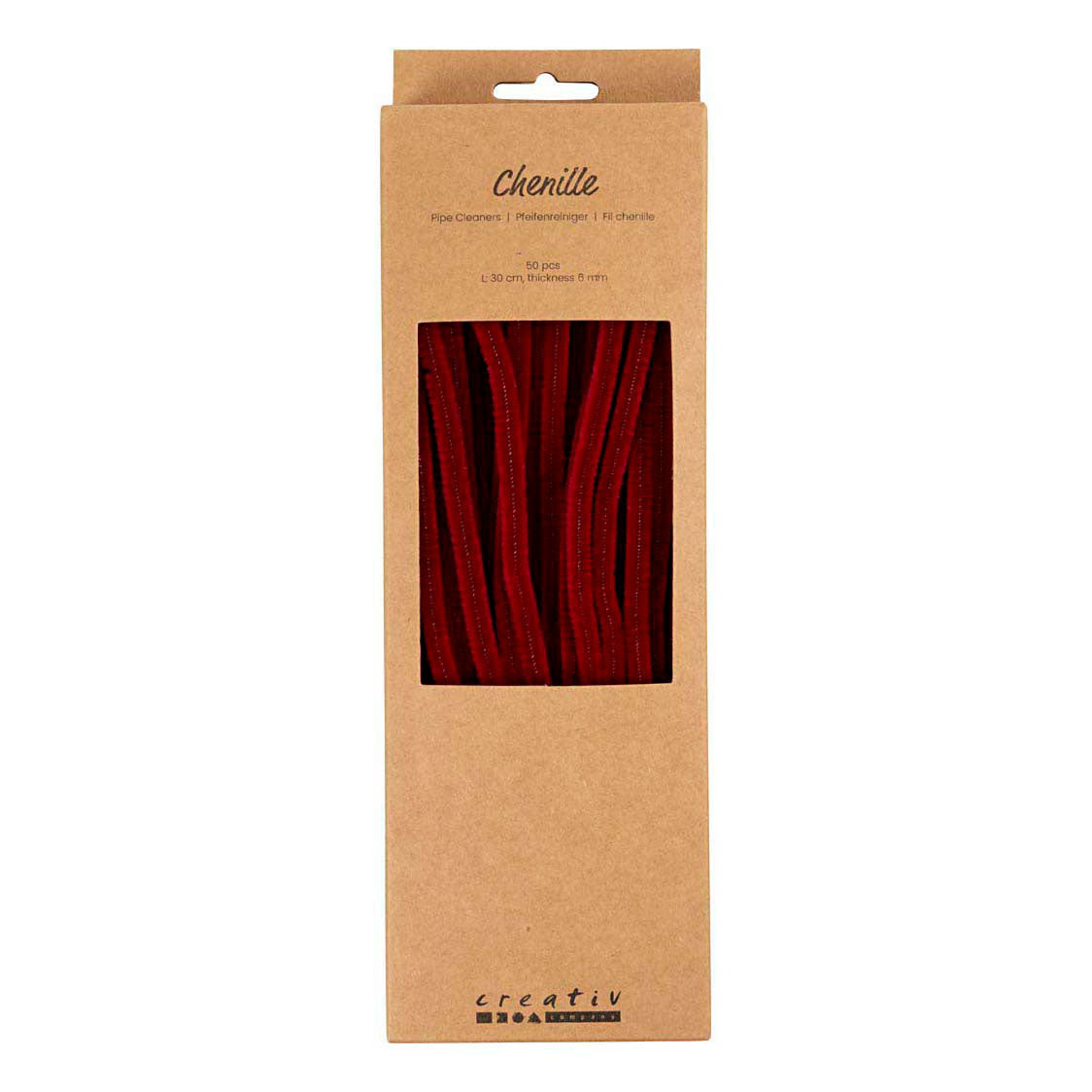 Ciniglia Creative Company, l: 30 cm, spess. 6 mm, rosso scuro, 50 pezzi 1 scatola