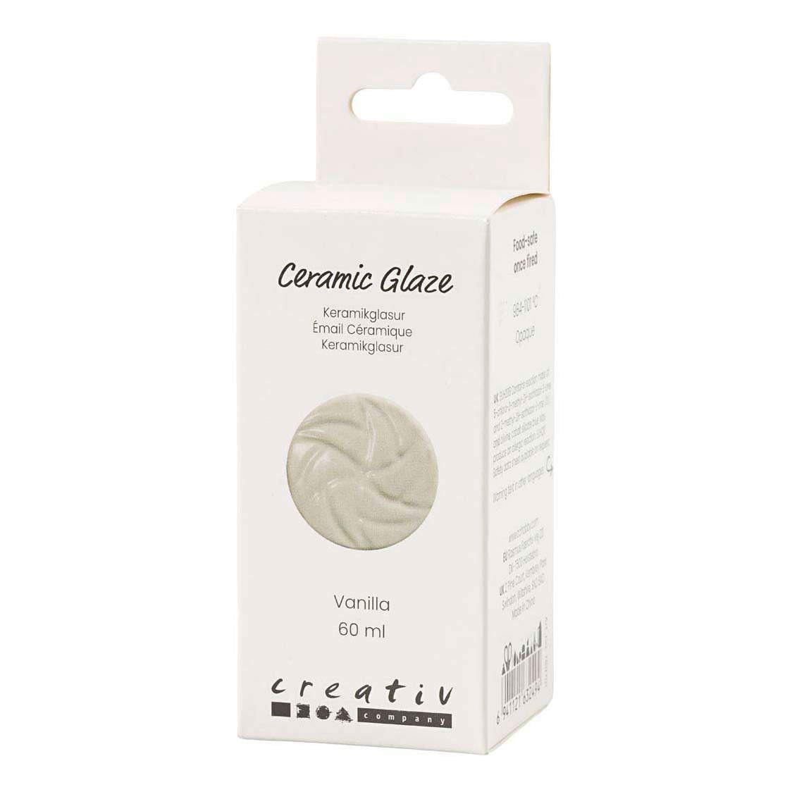 Creativ company ceramic glaze, 984-1101 °c, opaque, vanilla, 60 ml 1 bottle