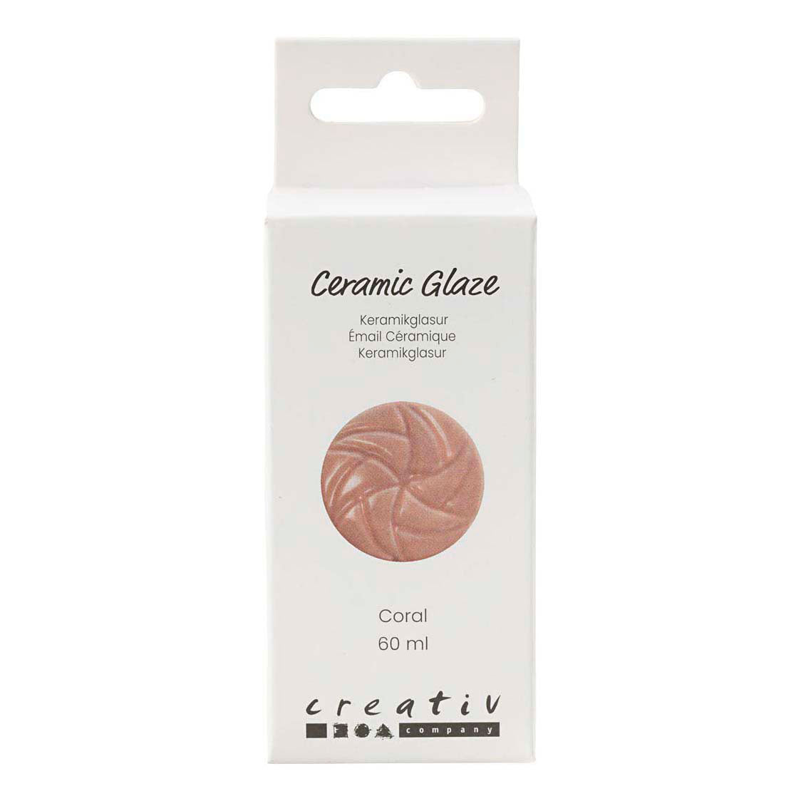 Creativ company ceramic glaze, 984-1101 °c, opaque, coral, 60 ml 1 bottle