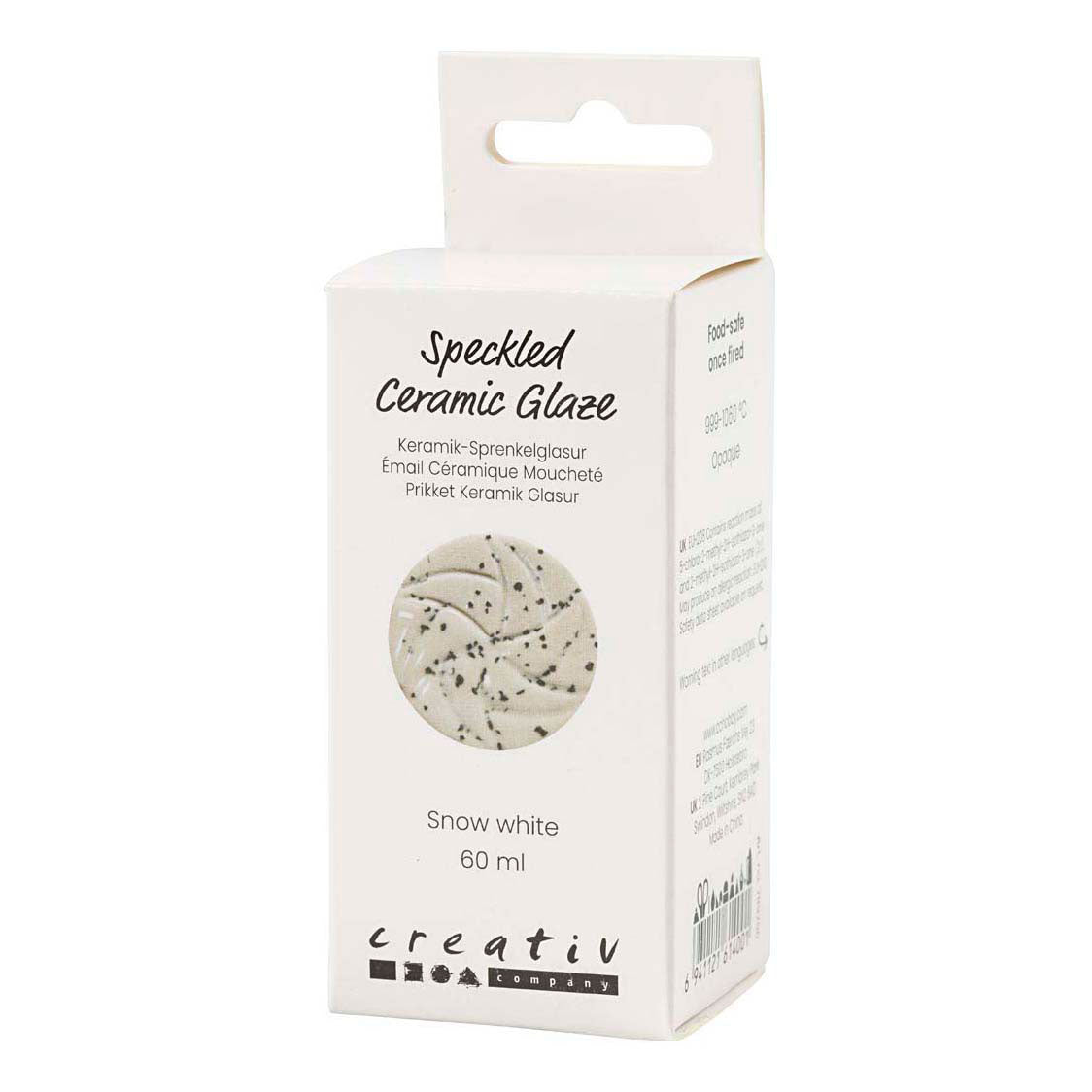 Smalto ceramico puntinato dell'azienda Creativ, 999-1060 °C, opaco, bianco neve, 60 ml 1 bottiglia