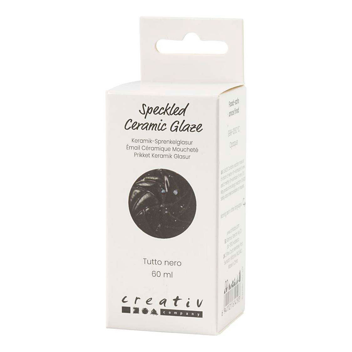 Smalto ceramico puntinato dell'azienda Creativ, 999-1060 °C, opaco, tutto nero, 60 ml 1 bottiglia