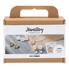 Creativ company mini hobby set de joyería, pendientes, pulsera y collar con diseño de flores, beige, beige claro, beige, 1 caja