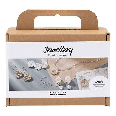 Creativ company https: www.cchobby.nl mini-hobbyset-sieraden-oorbellen-armband-en-halsketting-met-bloemontwerp-beige-licht-beige-beige-1-doos