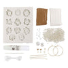 Creativ company mini hobby set de joyería, pendientes, pulsera y collar con diseño de flores, beige, beige claro, beige, 1 caja