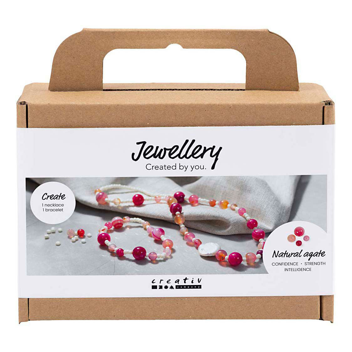 Creativ company mini hobby set de joyería, collar y pulsera, rosa, 1 caja