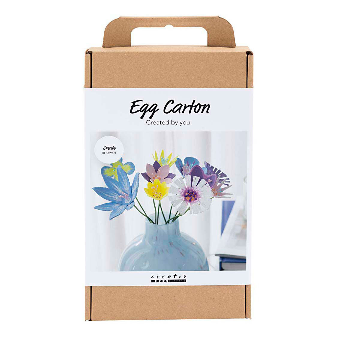 Creativ company hobbyset bloemen van eierdozen pastelkleuren
