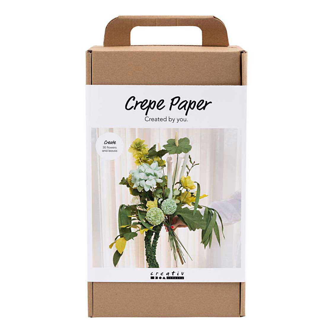 Creativ company maxi hobby set papel crepé, ramo de flores, verde claro, verde oscuro, verde pastel, blanco, 1 caja
