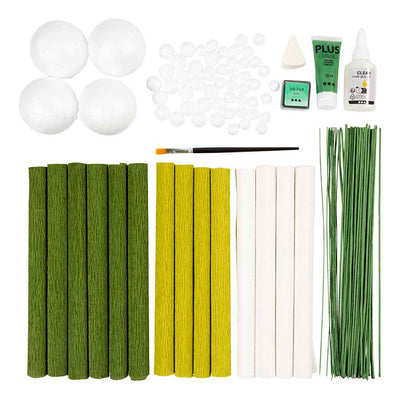 Creativ company maxi hobby set crepe paper, flower bouquet, light green, dark green, pastel green, white, 1 box