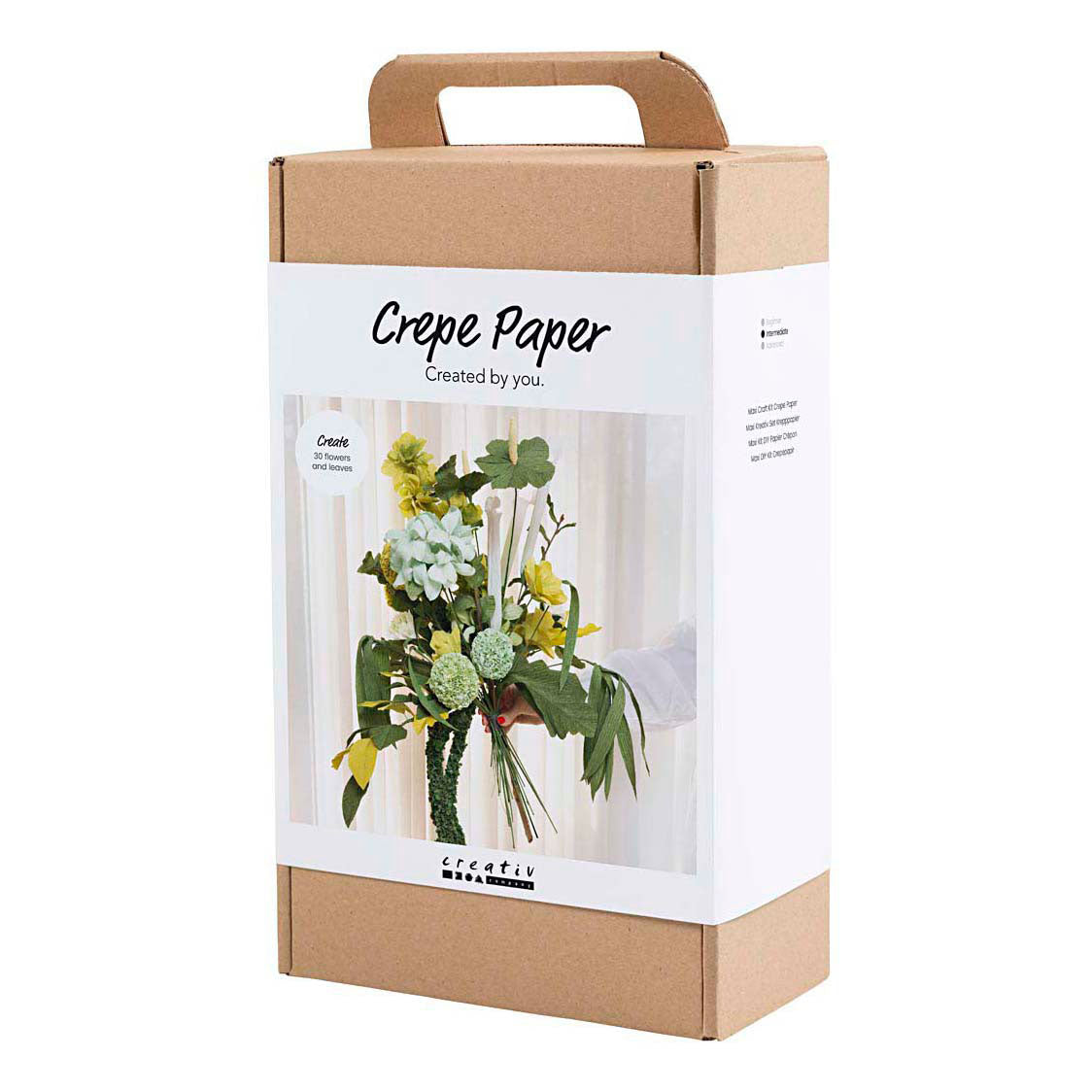 Creativ company maxi hobby set papel crepé, ramo de flores, verde claro, verde oscuro, verde pastel, blanco, 1 caja