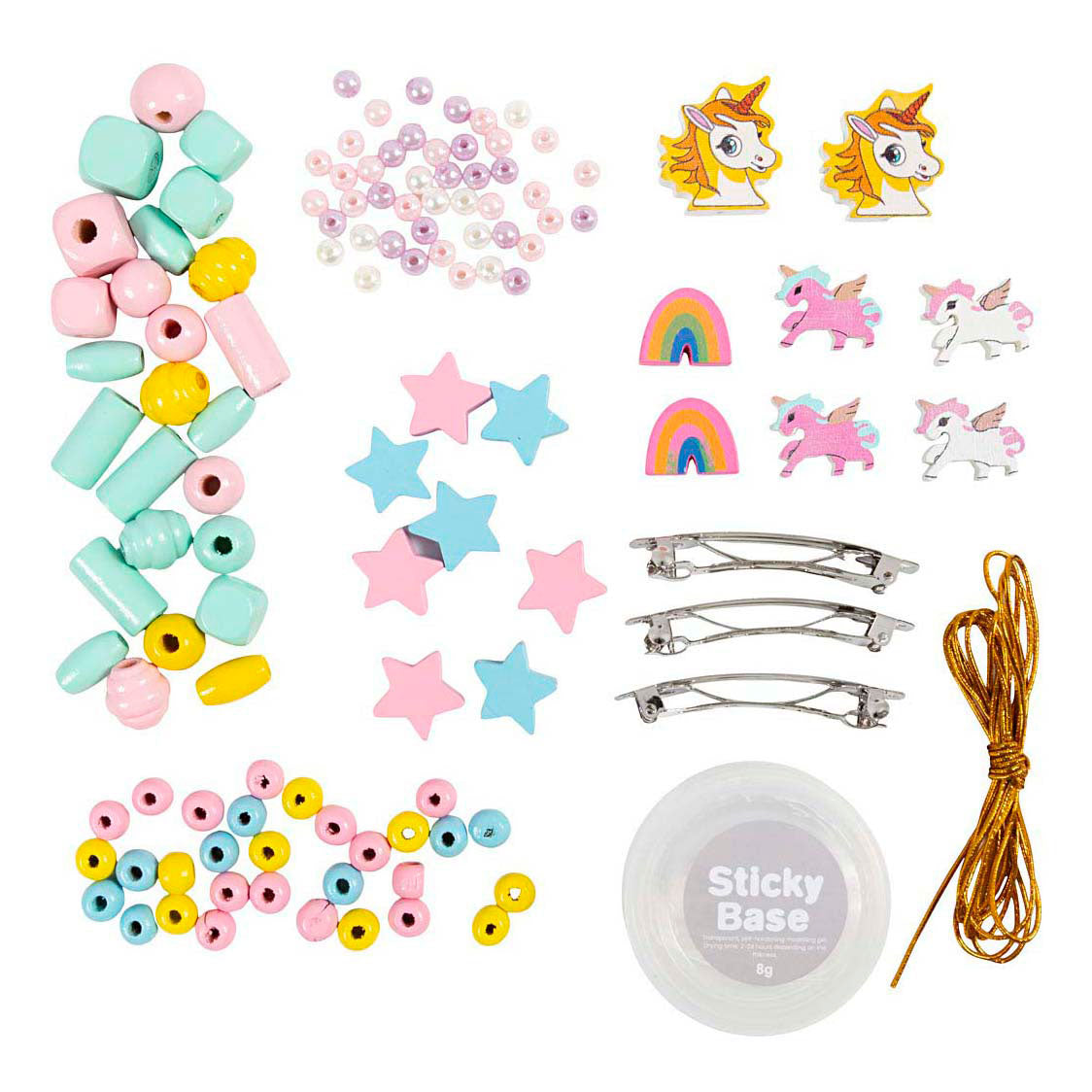 Creativ company mini hobby set joyería, collar, pulseras, pendientes, azul claro, rojo claro, amarillo, 1 caja