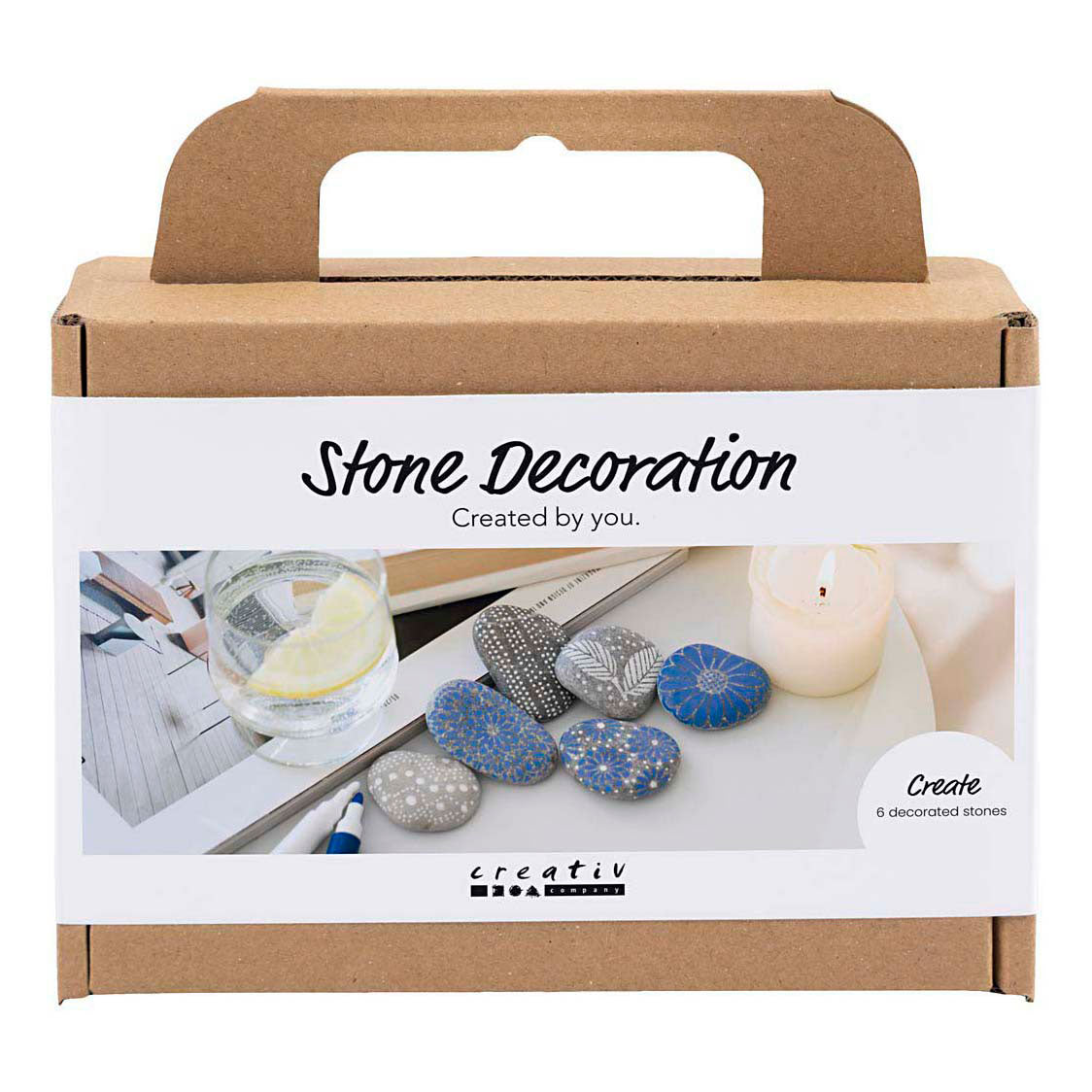 Creativ company mini hobby set decoración de piedra, azul, 1 caja