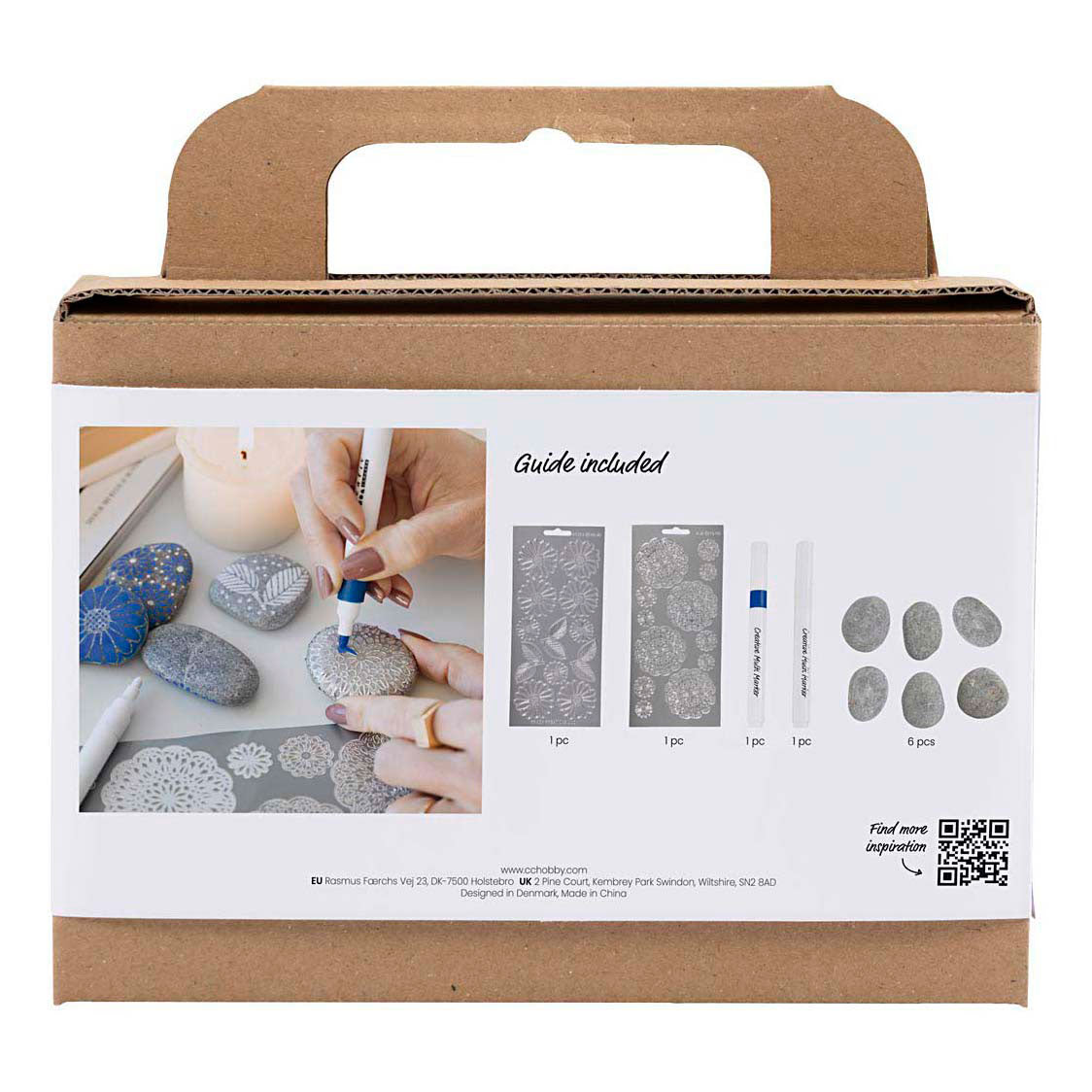 Creativ company mini hobby set decoración de piedra, azul, 1 caja