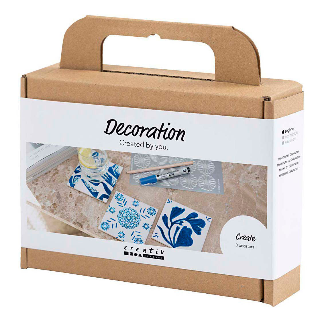 Creativ company mini hobbyset decoratie porseleinen onderzetters blauw