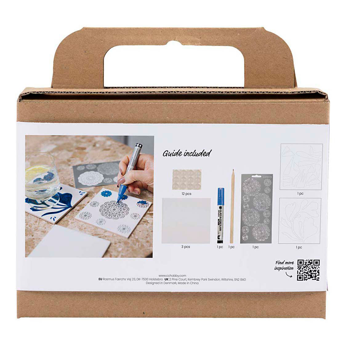 Creativ Company Mini Hobby Set Decoración, Posavasos de Porcelana, Azul, 1 Caja
