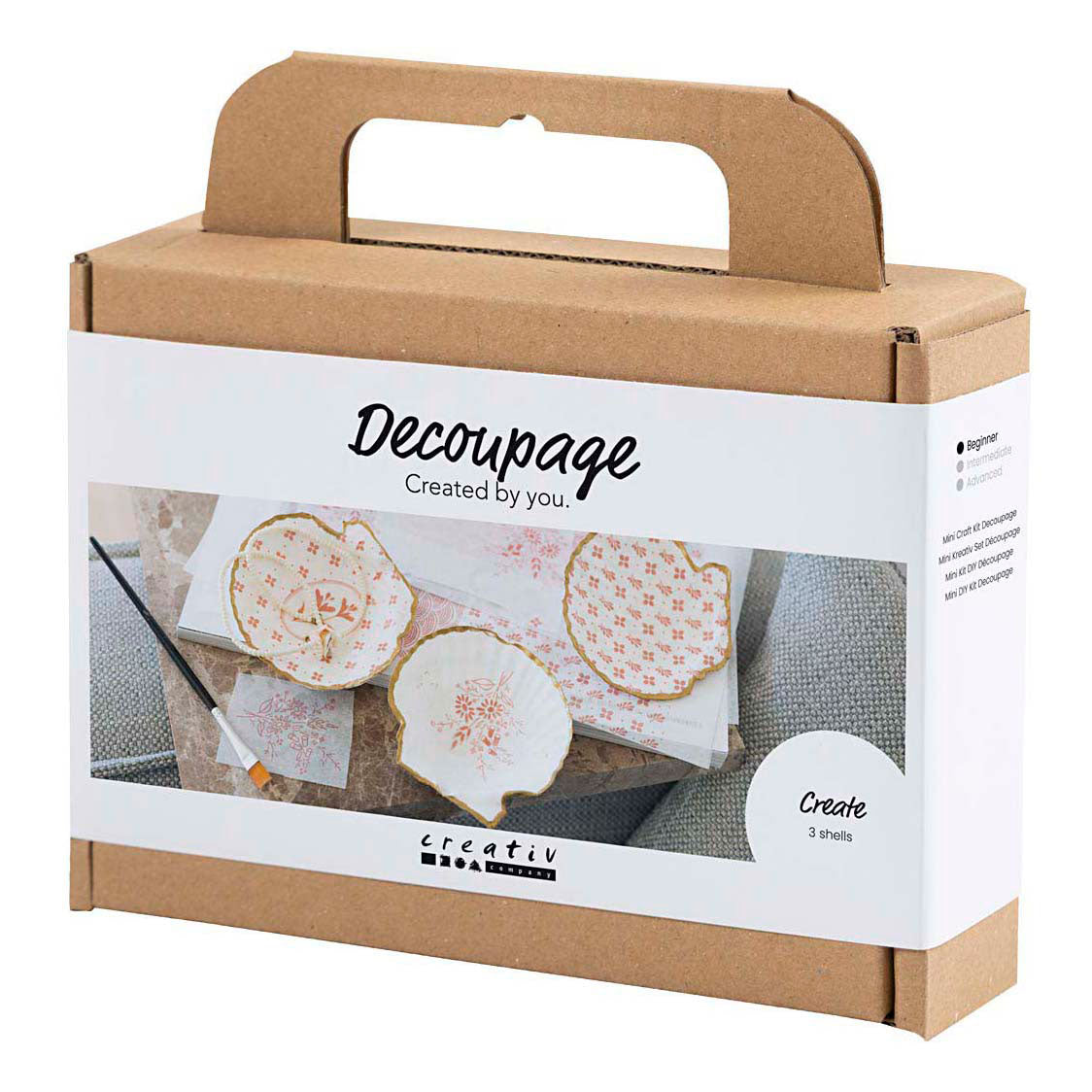 Creativ company mini hobby set decoupage, conchas de mejillón, rosa claro, 1 caja