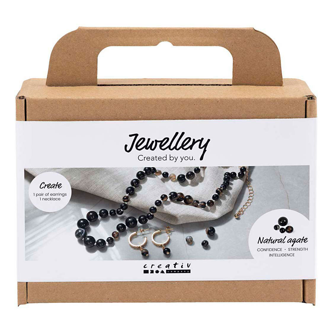 Mini set hobby di Creativ Company, gioielli, collana e orecchini, nero, bianco, 1 scatola