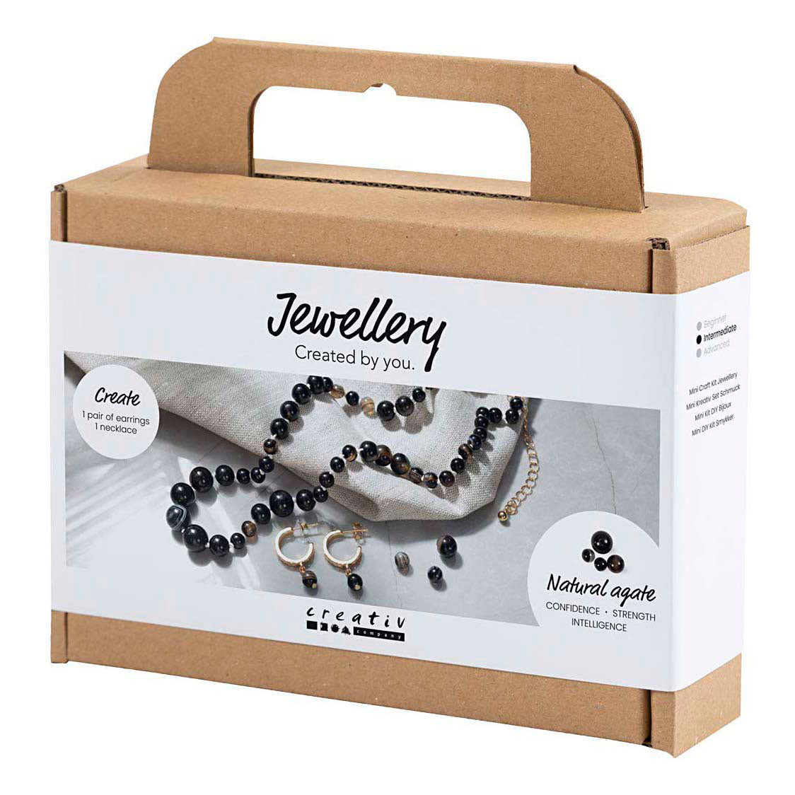 Mini set hobby di Creativ Company, gioielli, collana e orecchini, nero, bianco, 1 scatola