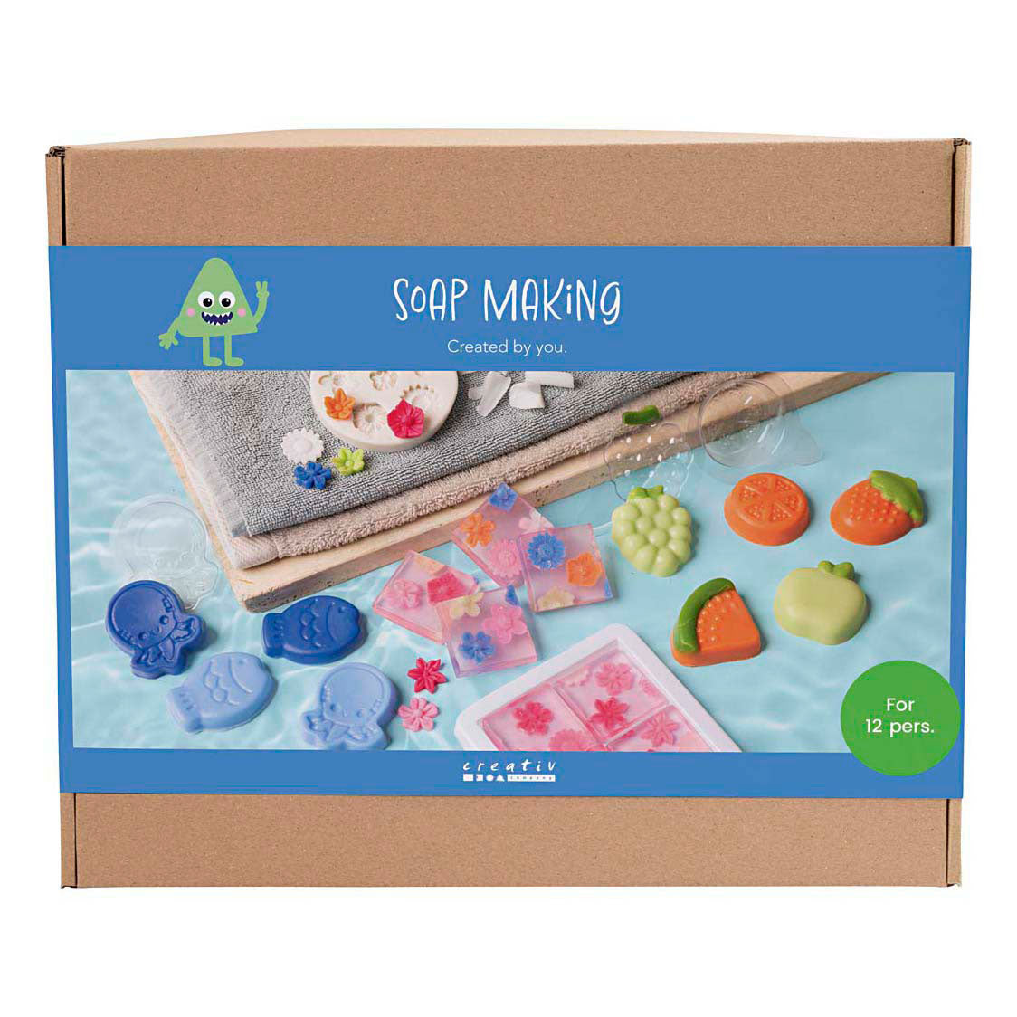 Creativ company grupo para hacer jabón, 2 agujeros, azul, verde, naranja, rosa, 1 caja