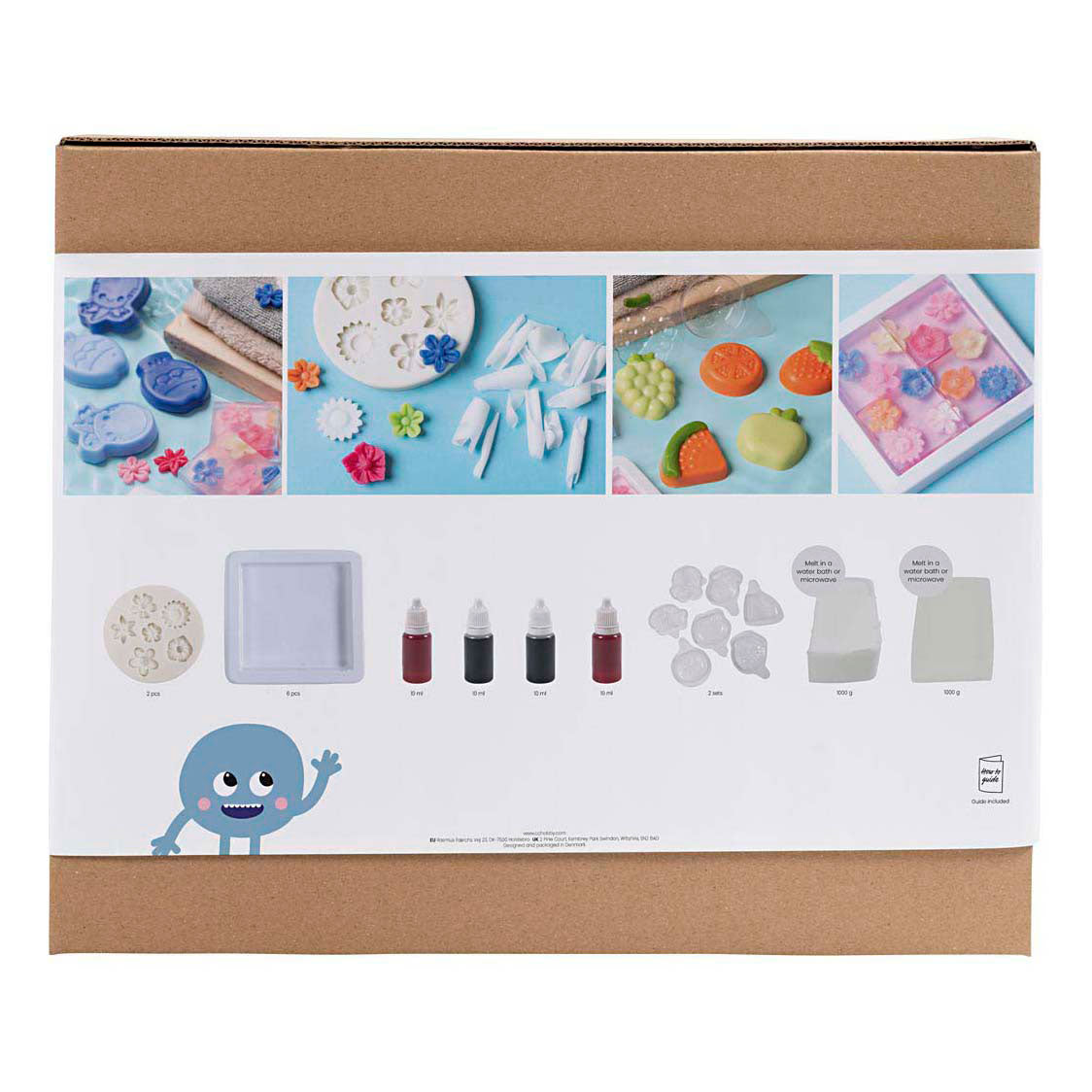 Creativ company grupo para hacer jabón, 2 agujeros, azul, verde, naranja, rosa, 1 caja