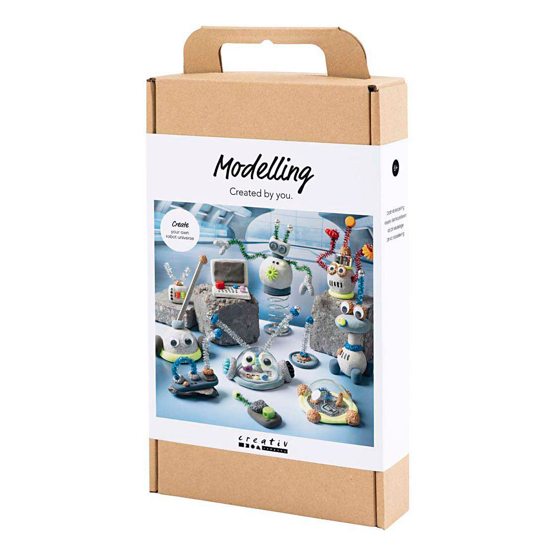 Creativ company hobby set modeling, robot, blue, gray, red, silver plated, 1 box
