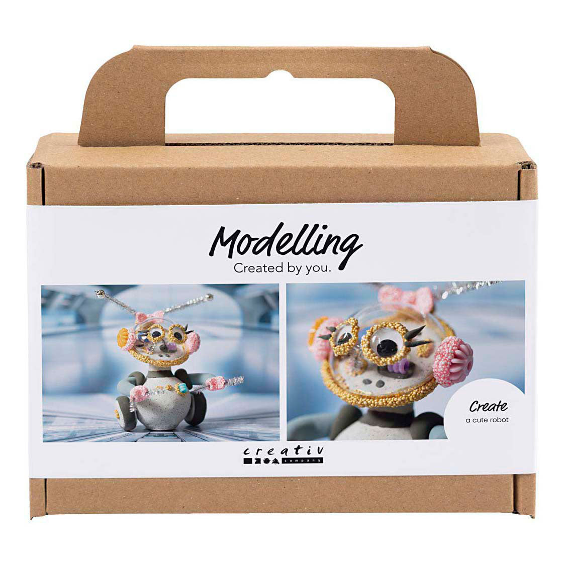 Creativ company mini hobbyset robot boetseren grijs en roze